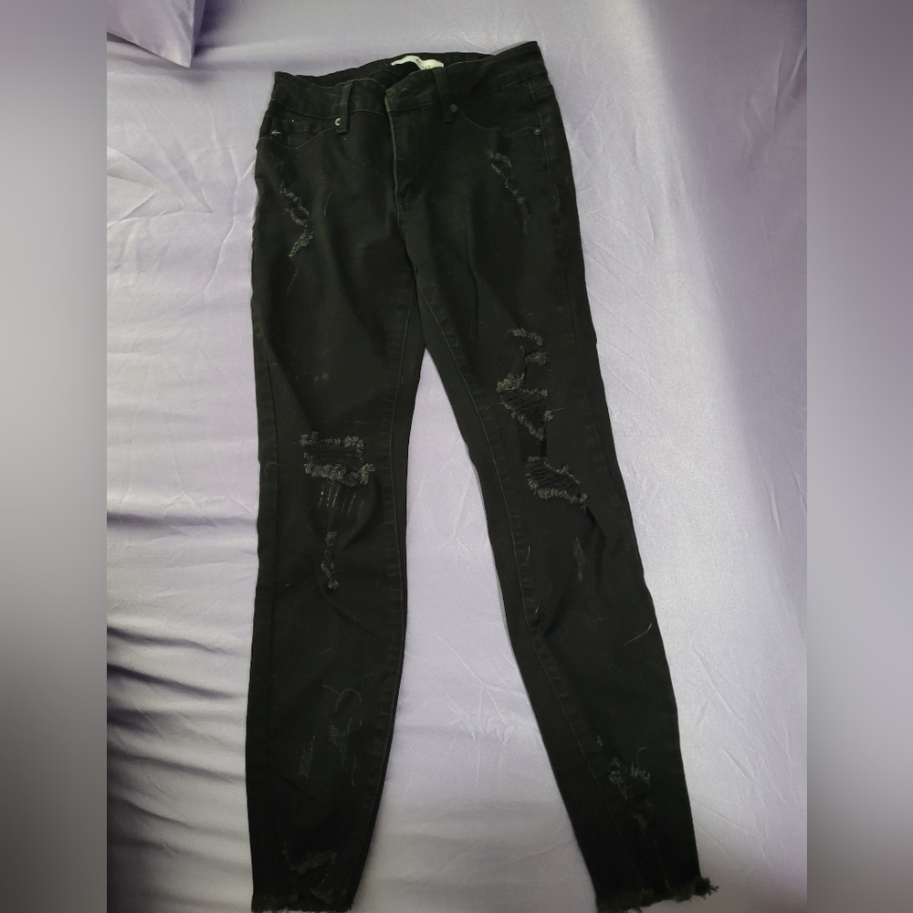 KanCan Black Distressed Skinny Jeans Stretchy High Waist